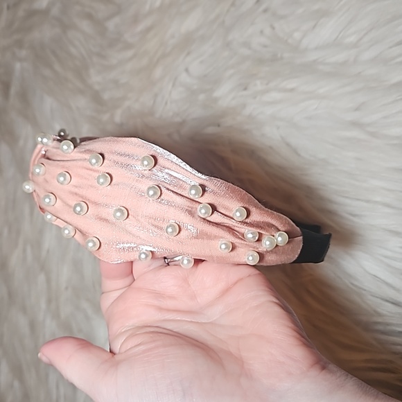 Pearl Luxe Headbands | Soft Satin Glam - Rose Glow - Picture 4 of 8